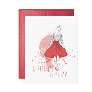 Noël est mon fav - carte de voeux, carte d’art, illustration de mode, carte de Noël, carte de vacances, carte saisonnière