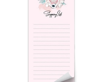 Blocco note della spesa / Lista della spesa / Lista delle cose da fare / Illustrazione floreale / Regalo per lei