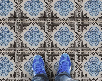 Floor tile stickers, Peel and stick tile, Vintage retro eroded ancient tile - Set of 24 or 48 pcs - #vintage11