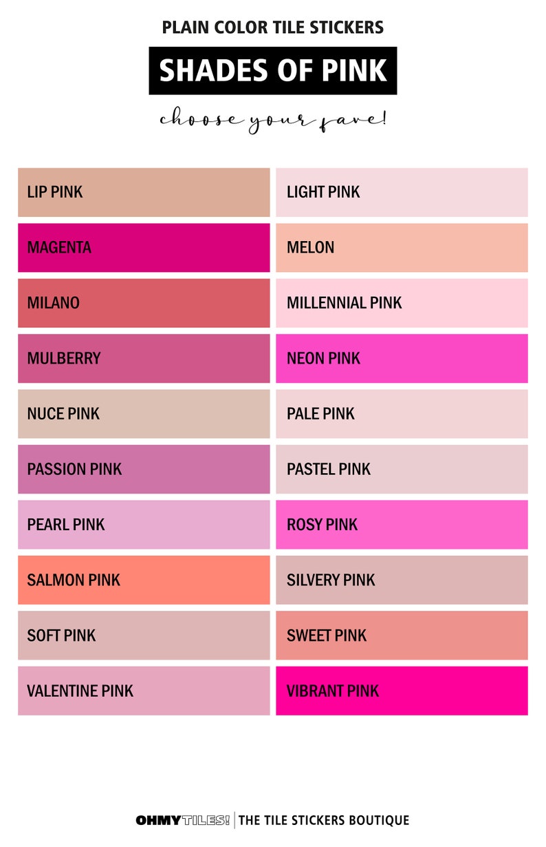 Peel and Stick Tile Backsplash Decals Solid Color Pink Tile Etsy