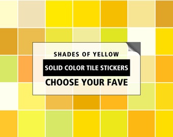 Peel and stick tile, Backsplash decals - Solid color yellow tile stickers for wall and floor - Set of 24 or 48 pcs - #yellow