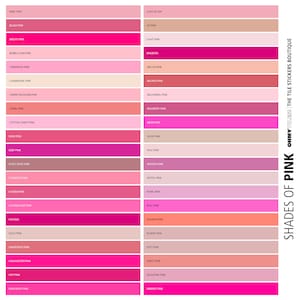 PINK Solid Color Chart - Peel and stick tile for wall and floor, 1 x 12&quot; tile sticker sheet sampling shades of pink