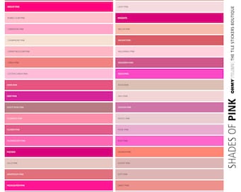 PINK Solid Color Chart - Peel and stick tile for wall and floor, 1 x 12&quot; tile sticker sheet sampling shades of pink