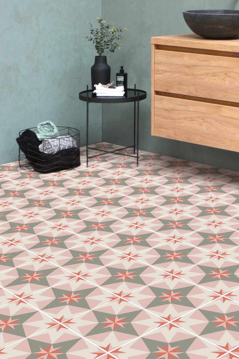 Peel and Stick Tiles for Wall and Floor Sage Green and Pink Etsy