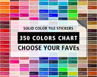 SOLID COLOR CHART - Peel and stick tile, Tile stickers for wall and floor - 2 x 12&quot; sheets sampling 350 color shades