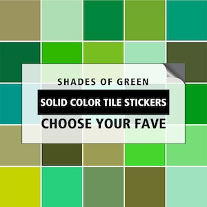 Peel and stick tile, Backsplash decals - Solid color green tile stickers for wall and floor - Set of 24 or 48 pcs - #green