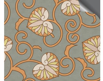 Peel and stick tile, Backsplash decals, Floral retro vintage tiles - Set of 24 or 48 pcs - #Floral01