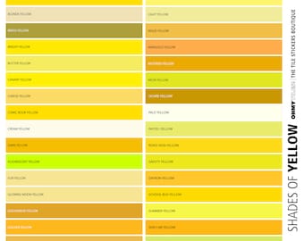 YELLOW Solid Color Chart - Peel and stick tile for wall and floor, 1 x 12&quot; tile sticker sheet sampling shades of yellow