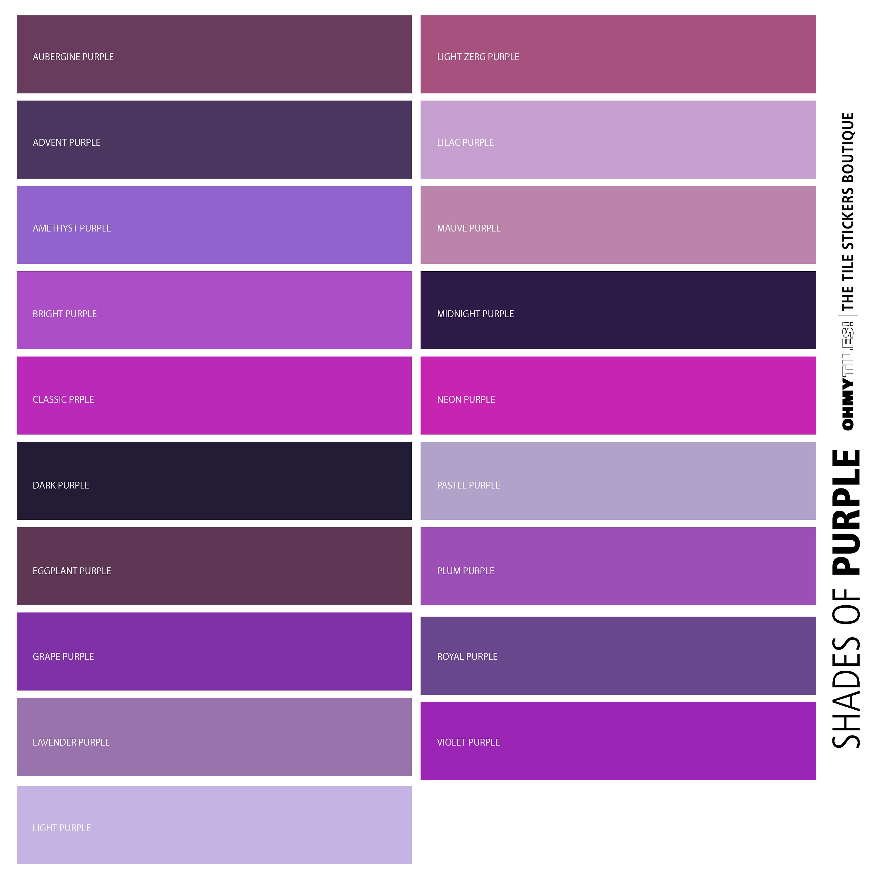 PURPLE Solid Color Chart Peel and Stick Tile for Wall and Floor, 1 X 12