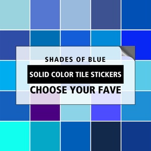 Peel and stick tile, Backsplash decals - Solid color blue tile stickers for wall and floor - Set of 24 or 48 pcs - #blue