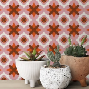 Peel and stick tile, Vintage backsplash decals, Retro tile stickers for wall and floor - Custom color tiles - Set of 24 or 48 pcs - #retro07