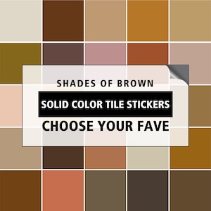 Peel and stick tile, Backsplash decals - Solid color brown tile stickers for wall and floor - Set of 24 or 48 pcs - #brown