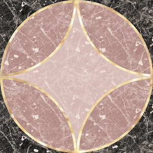 Floor tile stickers, Peel and stick tile for wall and floor - Black Pink Marble and Stone gold details - Set of 24 or 48 pcs - #MS01