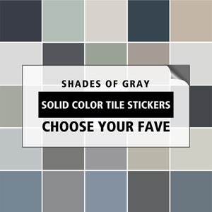 Peel and stick tile, Backsplash decals - Solid color gray tile stickers for wall and floor - Set of 24 or 48 pcs - #gray