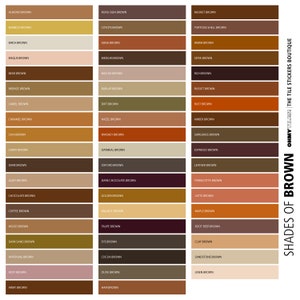 BROWN Solid Color Chart - Peel and stick tile for wall and floor, 1 x 12&quot; tile sticker sheet sampling shades of brown