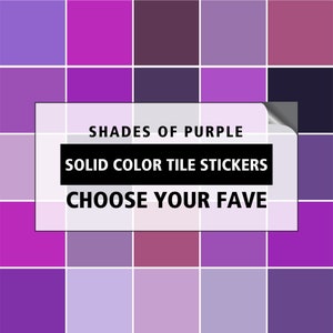 Peel and stick tile, Backsplash decals - Solid color purple tile stickers for wall and floor - Set of 24 or 48 pcs - #purple