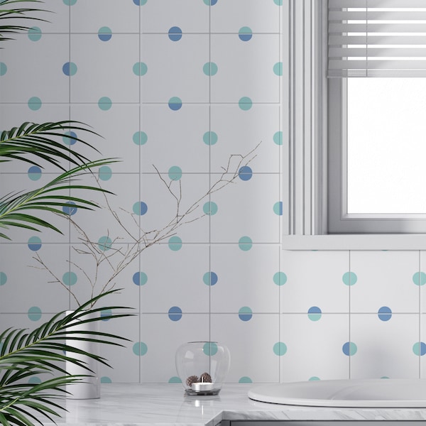 Geometric Dots Floor Tile Stickers, Peel and Stick, Custom Colors