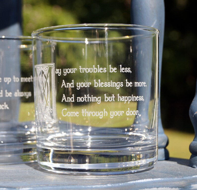 Four Irish Whiskey Glasses Traditional Irish Blessings Etsy