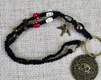 Necklace/Lanyard with Jack Sparrow inspiration: Skull Beads & Pendant Choice
