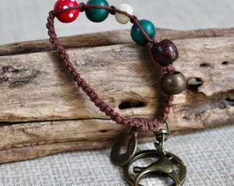 Jack Sparrow Wrist Lanyard: Macrame Hemp, Wood & Bone Beads, choose from 6 attachments