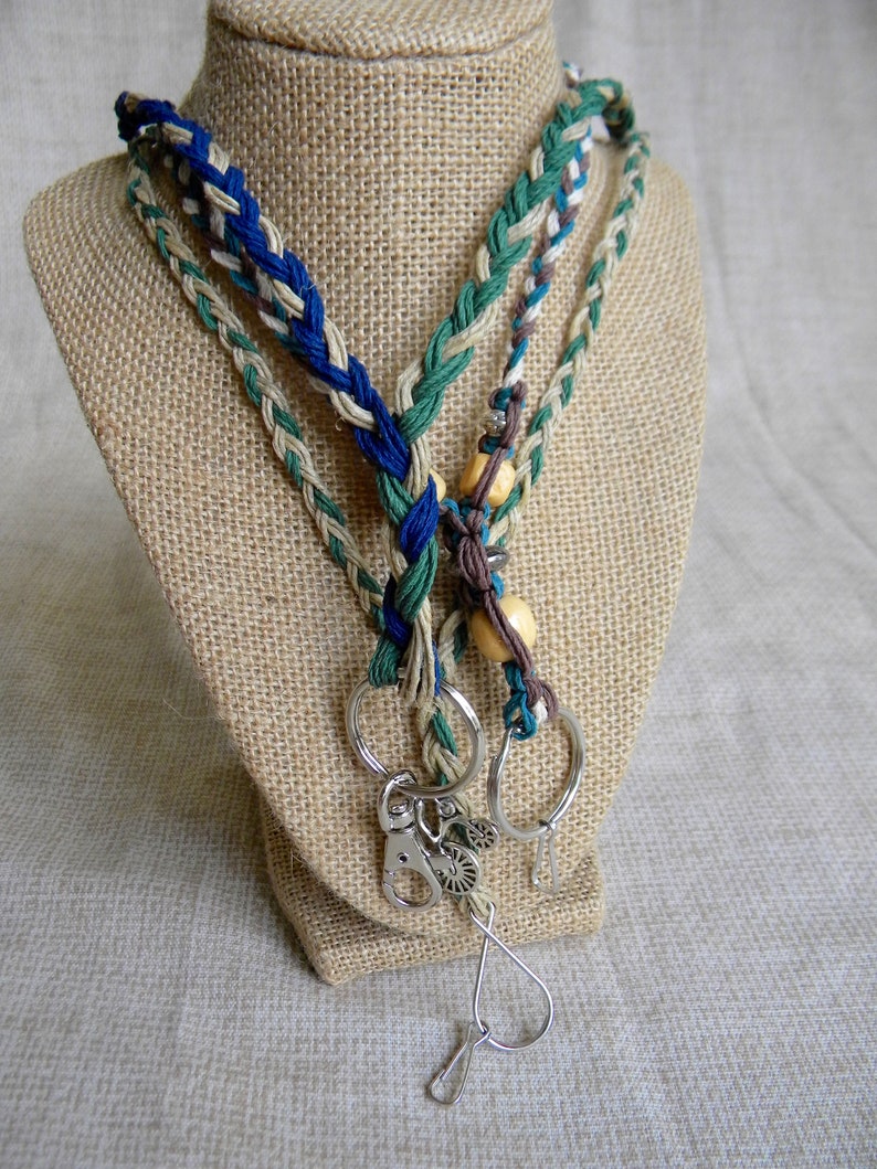 Braided macrame lanyards with multicolored hemp beads Your Etsy