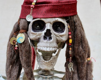 Child's Jack Sparrow Full Dreadlock Wig Kit: Pirate Costume, Charms, Scarf