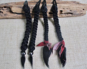 Beard Braid: Blackbeard Pirate Costume natural wool braids; choose attachments, thickness