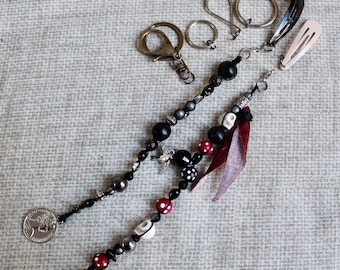 Pirate Hair Bead Strand with Skull, Interchangeable Charm, Dread Accessory