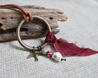 Pirate Ring Necklace: Jack Sparrow Inspired brass, leather, gemstone