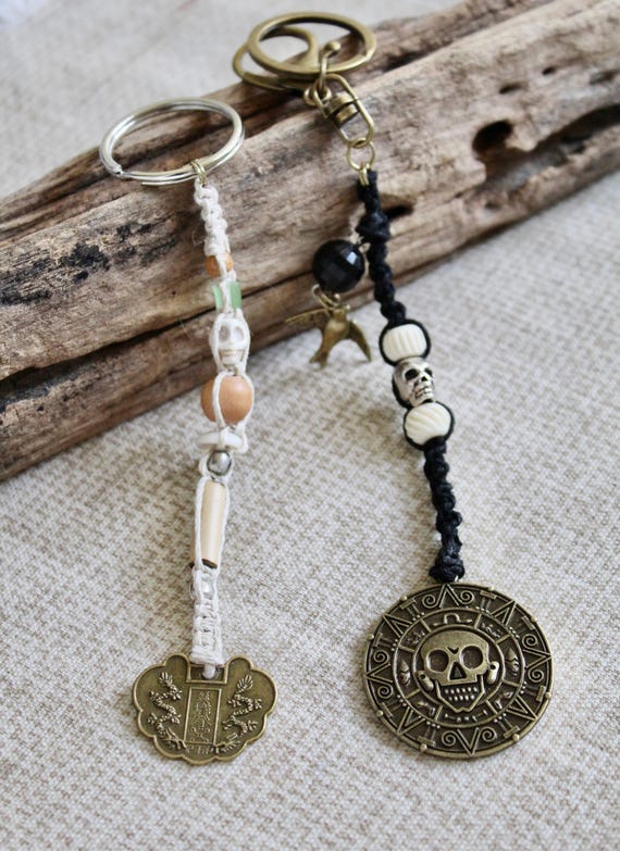 Pirate Coin Keychains/bead Strand: Two Choices With Sparrow Charm