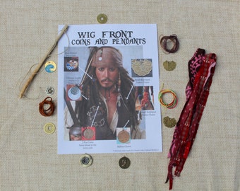 Jack Sparrow Dreadlock Ornaments Kit: Pirate Costume Charms, Leather, Hemp