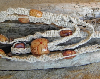 Eyeglass/face mask holder: Macrame with painted wood beads, length and color your choice