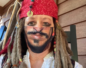 Extensiones de rastas de lana: Peluca de disfraz de pirata de Jack Sparrow