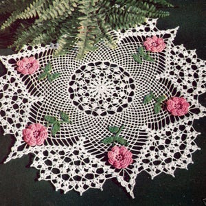 Vintage Crochet Rose Doily Pattern  (This is not a physical doily)