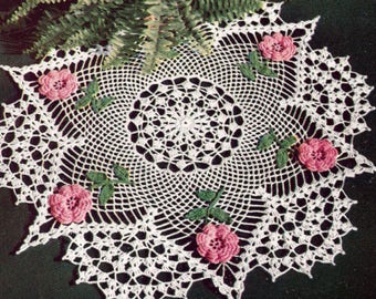 Vintage Crochet Rose Doily Pattern