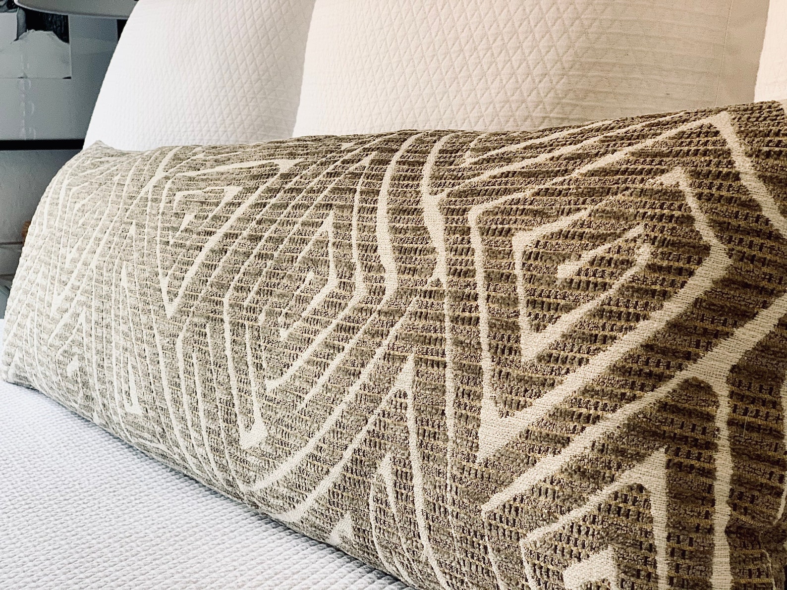 Beige Long Bed Pillows Extra Long Lumbar Pillow Cover Modern Etsy