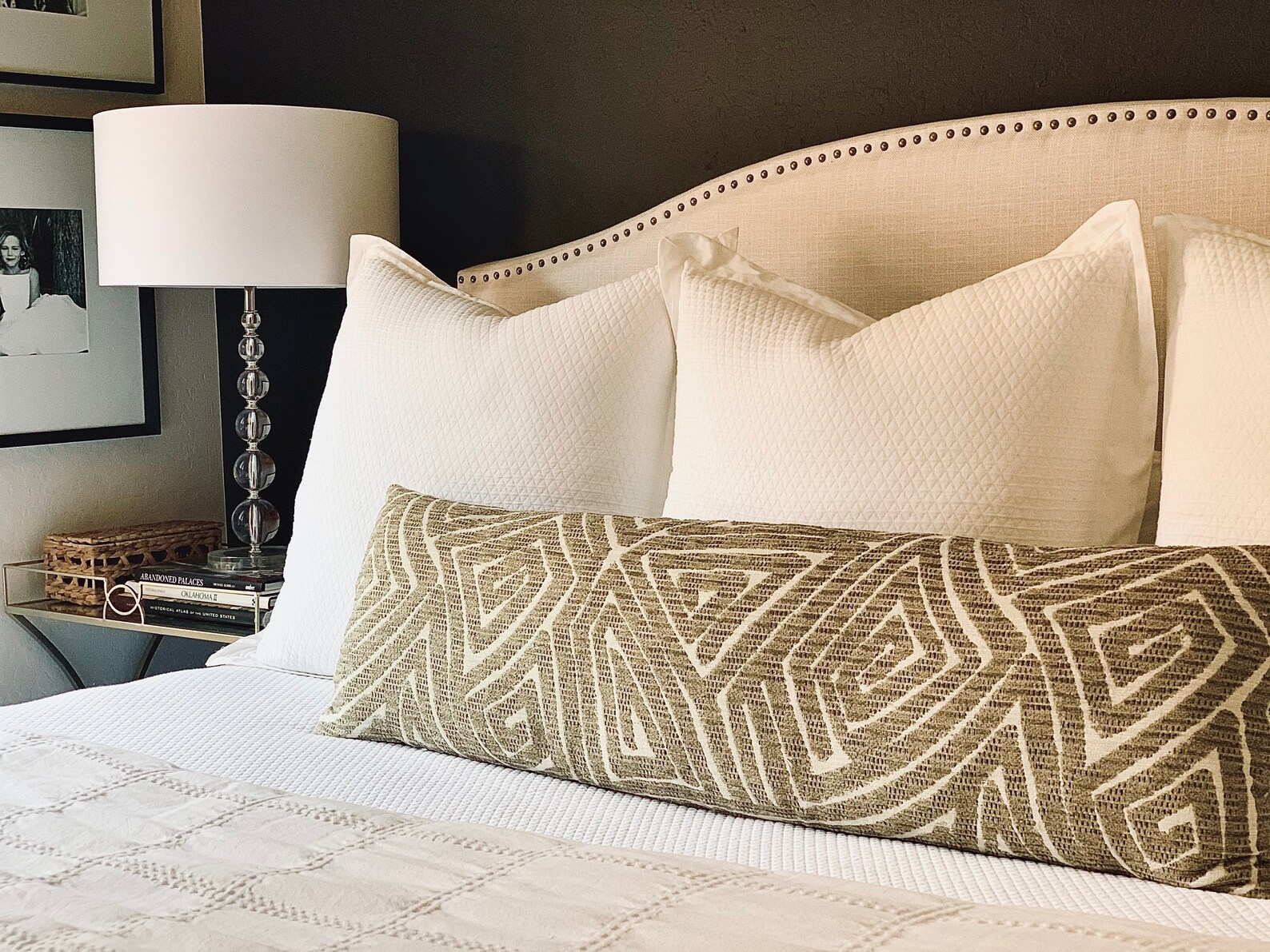 Beige Long Bed Pillows Extra Long Lumbar Pillow Cover Modern Etsy