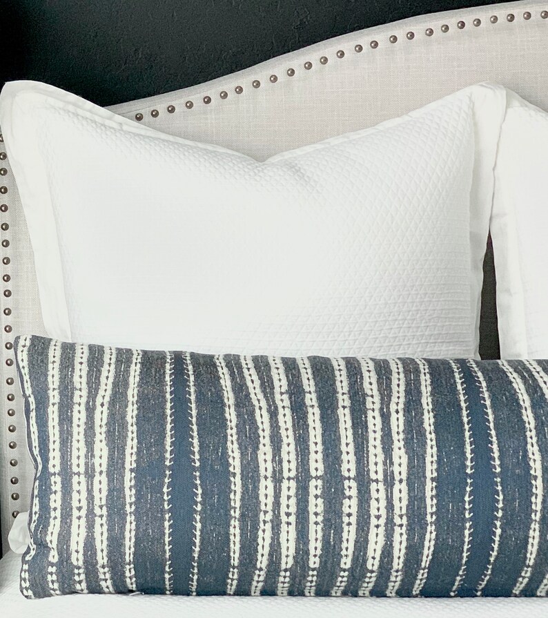 Indigo Blue Lumbar Pillows Modern Farmhouse Pillows Blue and Etsy