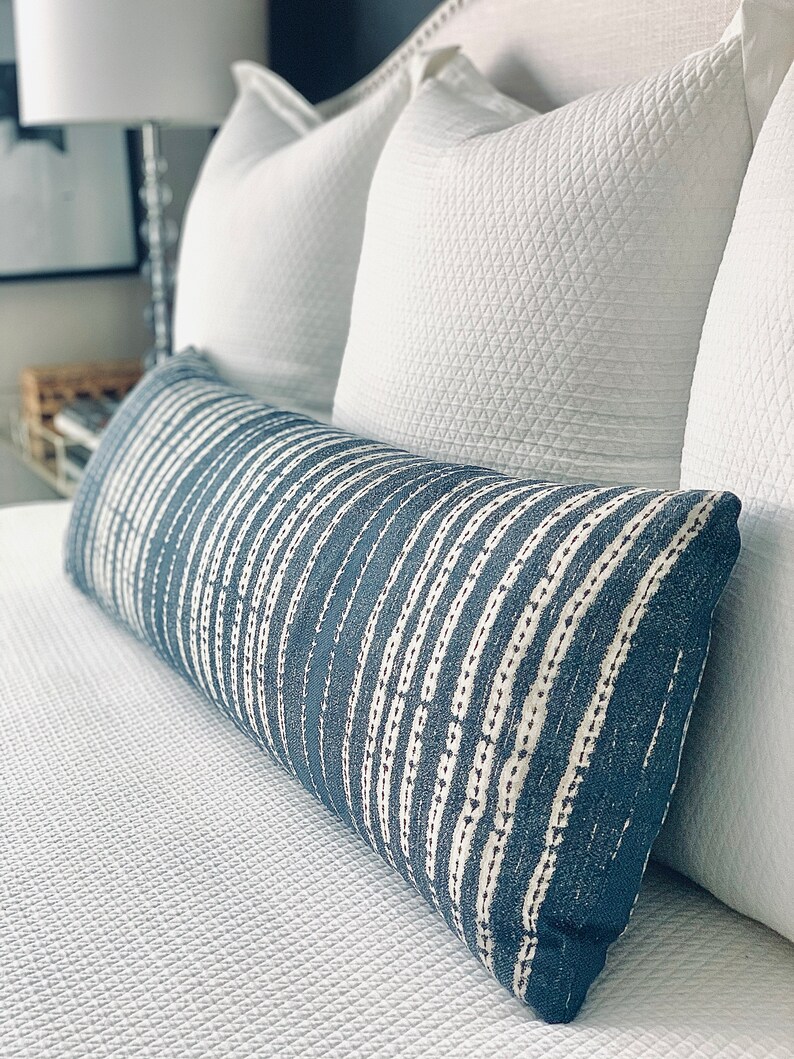 Indigo Blue Lumbar Pillows Modern Farmhouse Pillows Blue and Etsy