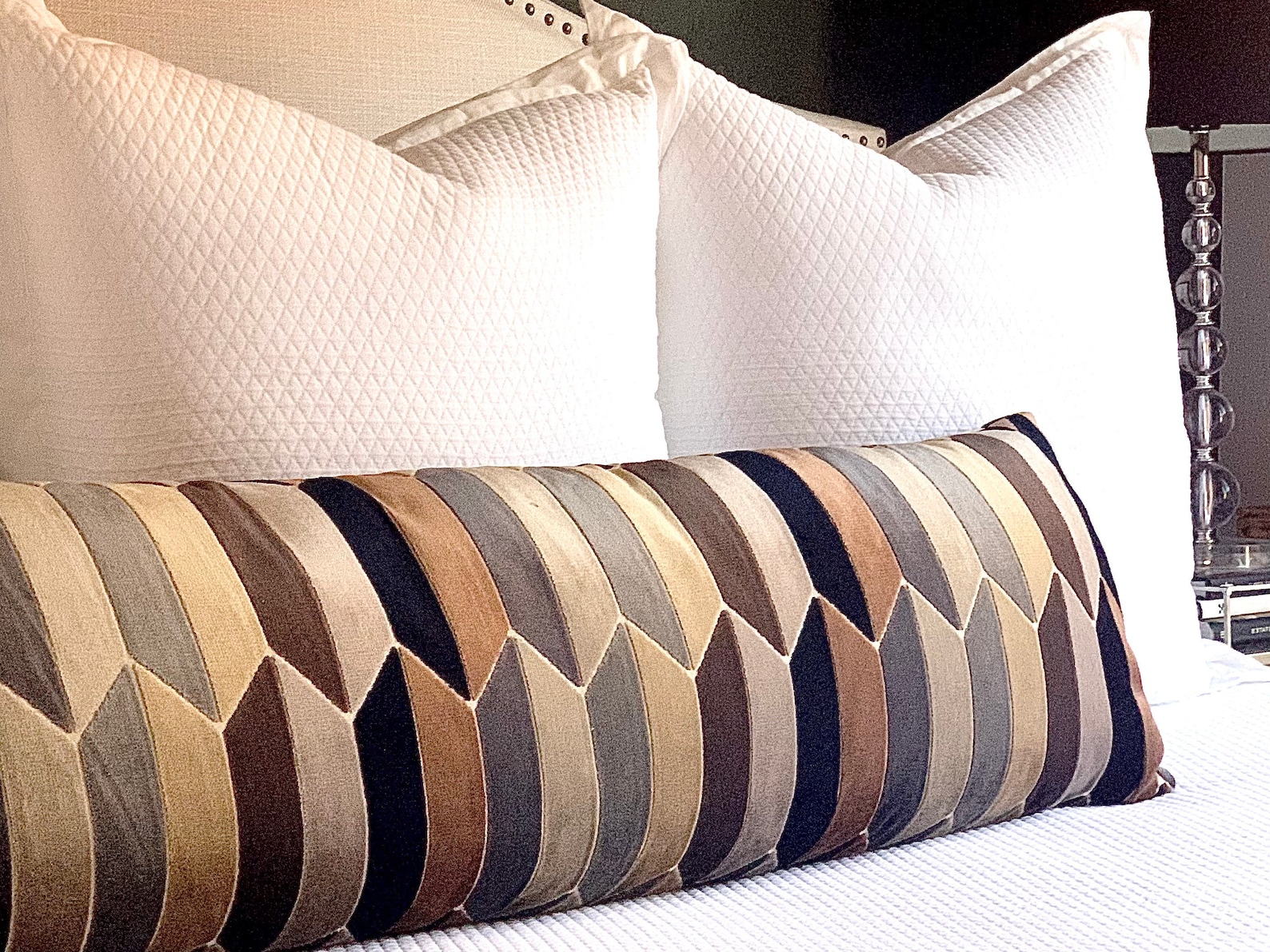 Extra Long Bed Pillow Black Pillows Gray Accent Pillows Etsy