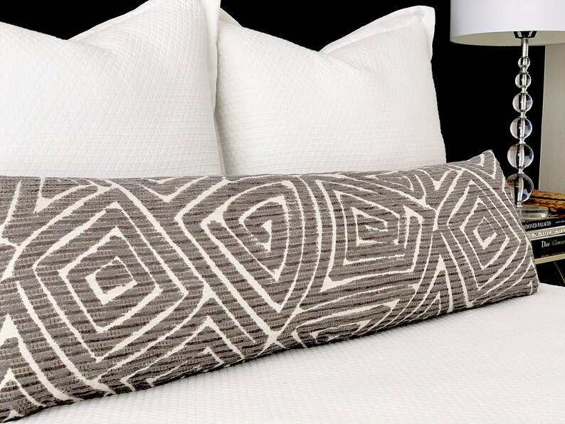 Gray Lumbar Pillow Extra Long Lumbar Pillow Gray Geometric Etsy