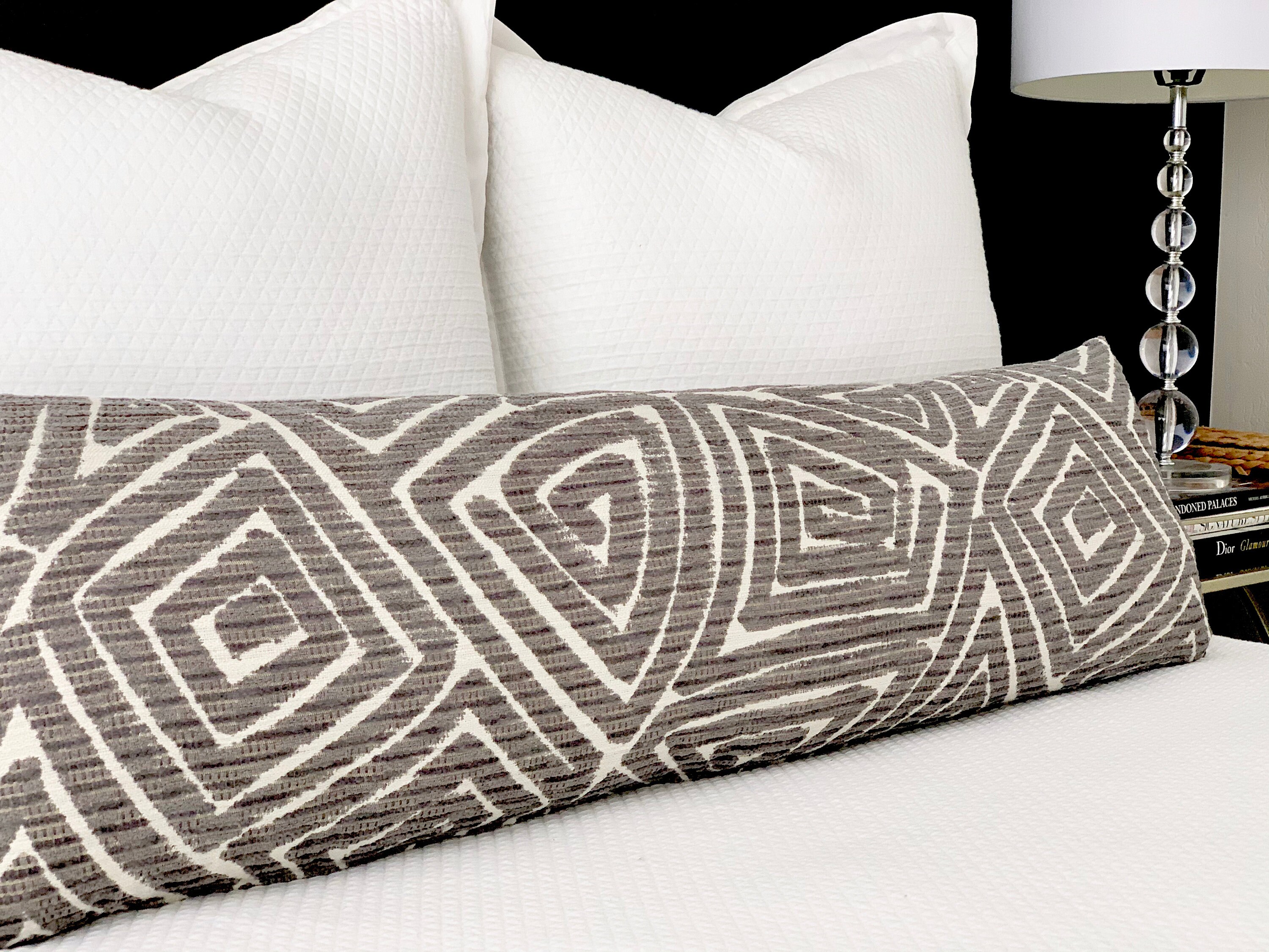 Gray Lumbar Pillow Extra Long lumbar Pillow Gray Geometric Etsy