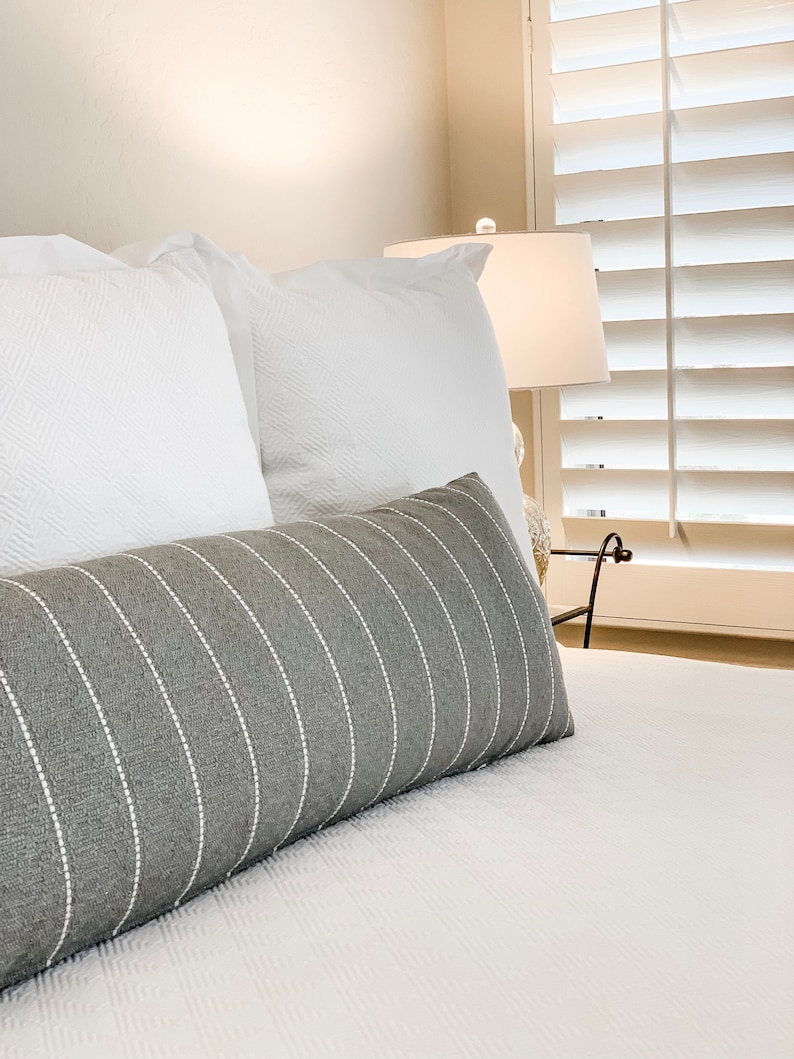 Gray Long Lumbar Pillow Extra Long Lumbar Pillow Gray Etsy