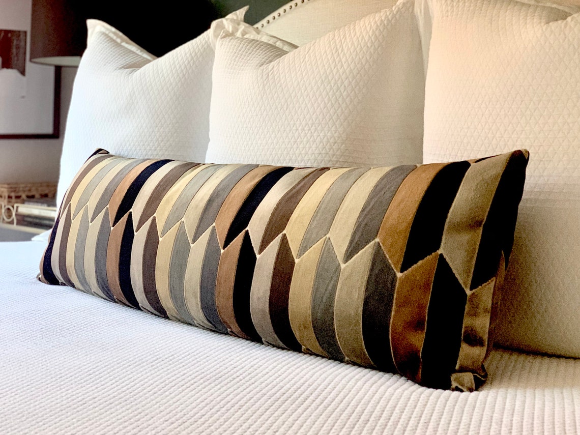 Velvet Lumbar Pillow Cover Extra Long Bed Pillow Men's Etsy