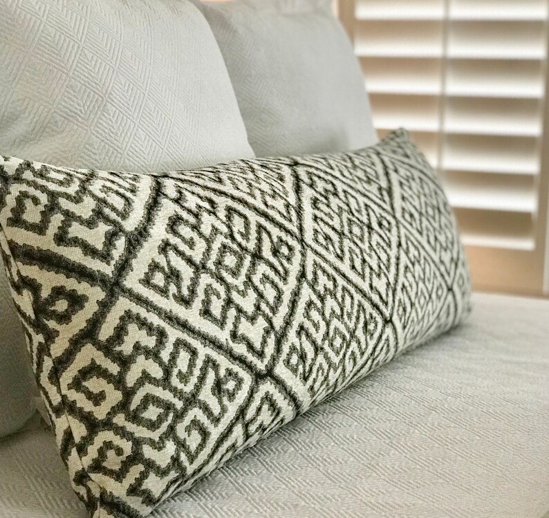 Boho Gray White Pillow Cover Gray Modern Aztec Lumbar Pillow Etsy
