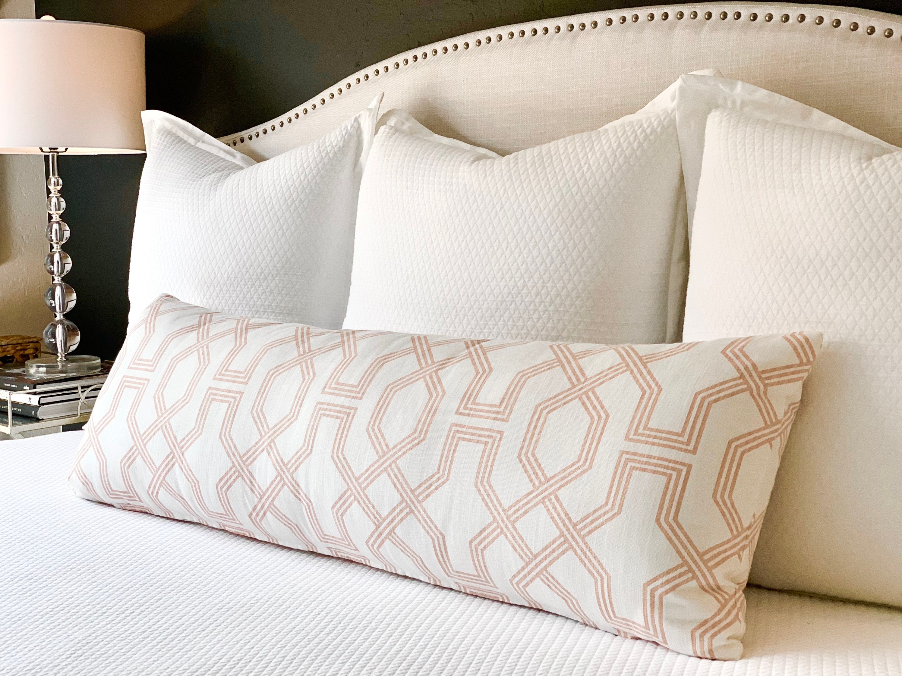 Blush Pink Extra Long Lumbar Pillow Pink Bolster Pillow Etsy