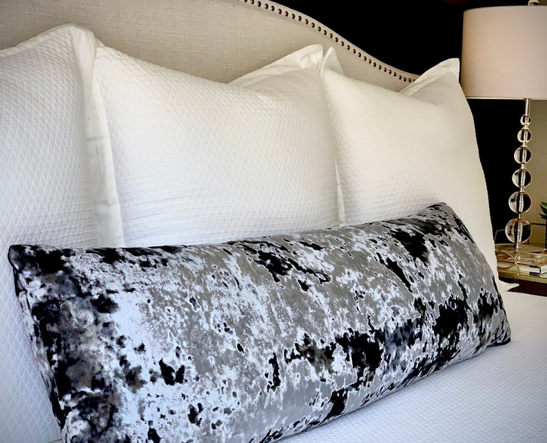 Blue Velvet Pillow Cover Crushed Velvet Long Lumbar Pillow Etsy