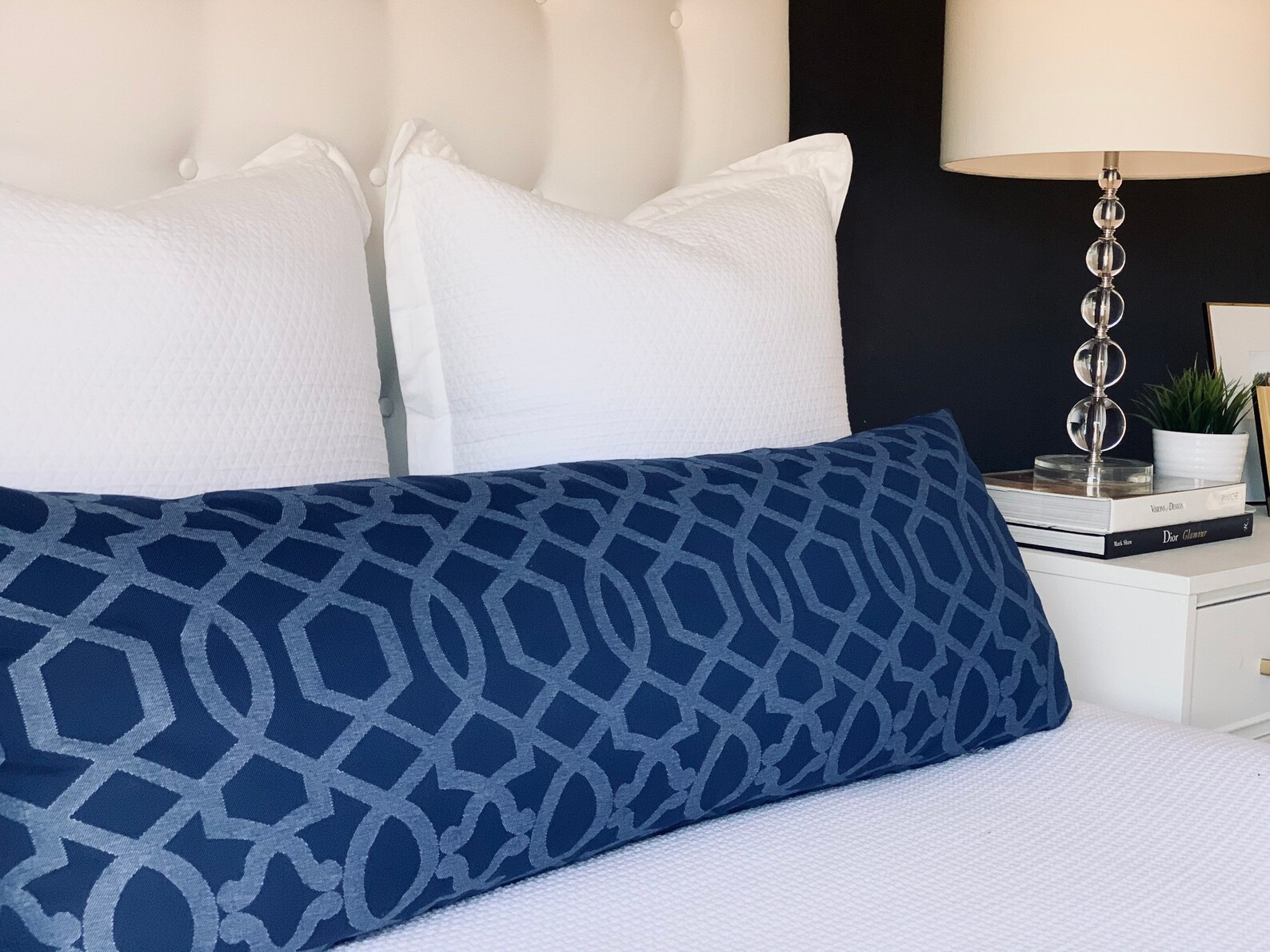 Extra Long Blue Lumbar Pillow Cover Blue Geometric Pillows Etsy