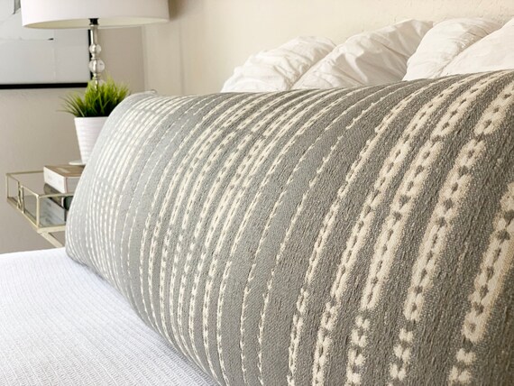 Extra Long Lumbar Pillow Gray Boho Gray Long Lumbar Pillow Extra Long