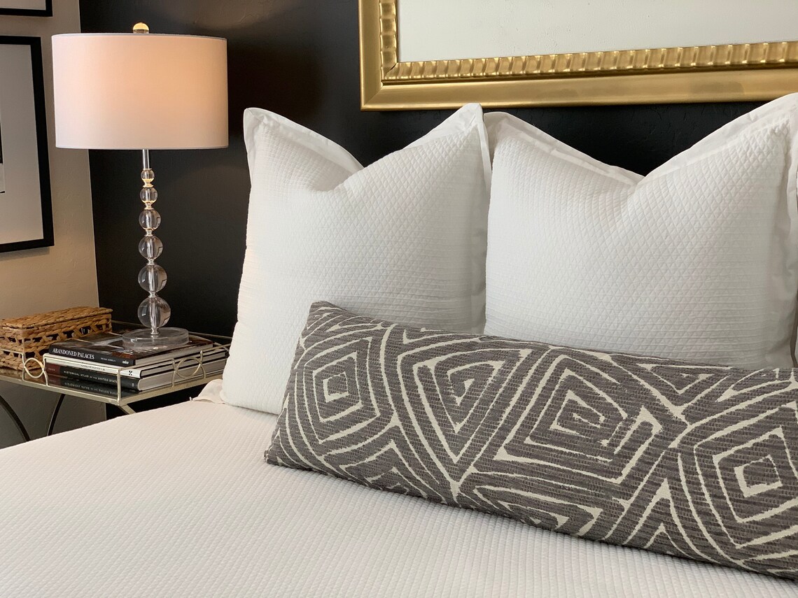 Gray Lumbar Pillow Extra Long Lumbar Pillow Gray Geometric Etsy